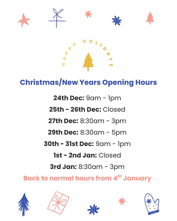 Christmas/New Years Opening Hours